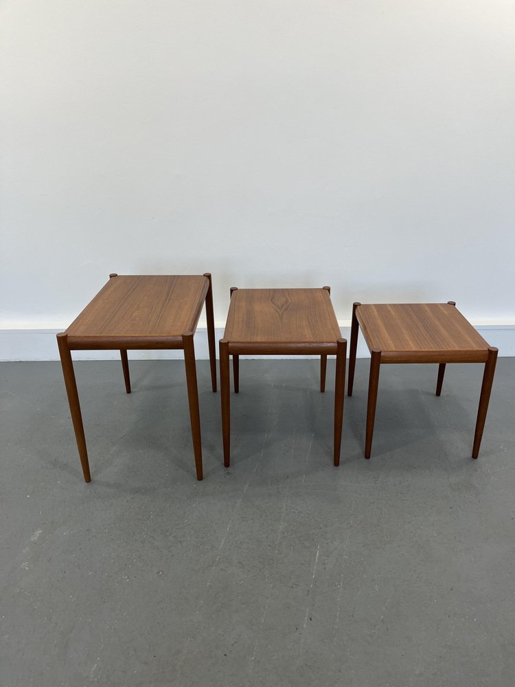 Nesting Tables in Teak, Denmark, 1960s, Set of 3-ZGQ-994941