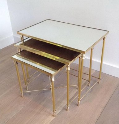 Nesting Tables with Mirror Tops, 1960s, Set of 3-BA-658596