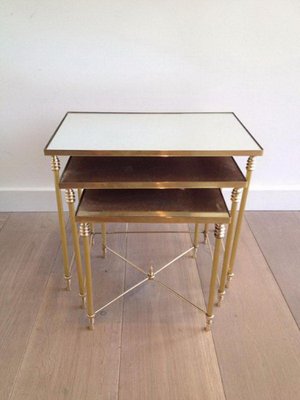 Nesting Tables with Mirror Tops, 1960s, Set of 3-BA-658596