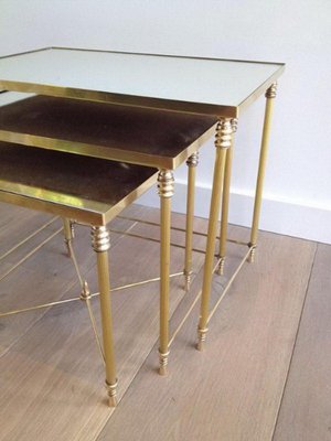 Nesting Tables with Mirror Tops, 1960s, Set of 3-BA-658596