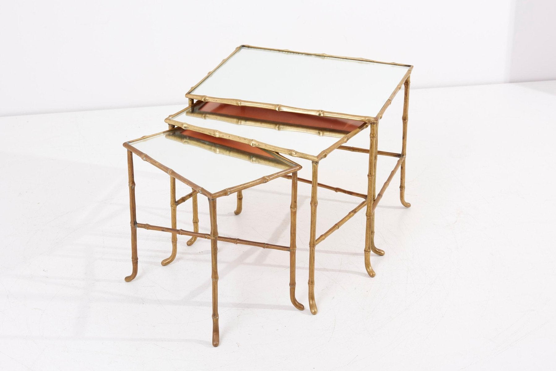 Nesting Tables with Mirrors by Maison Baguès, France, Set of 3