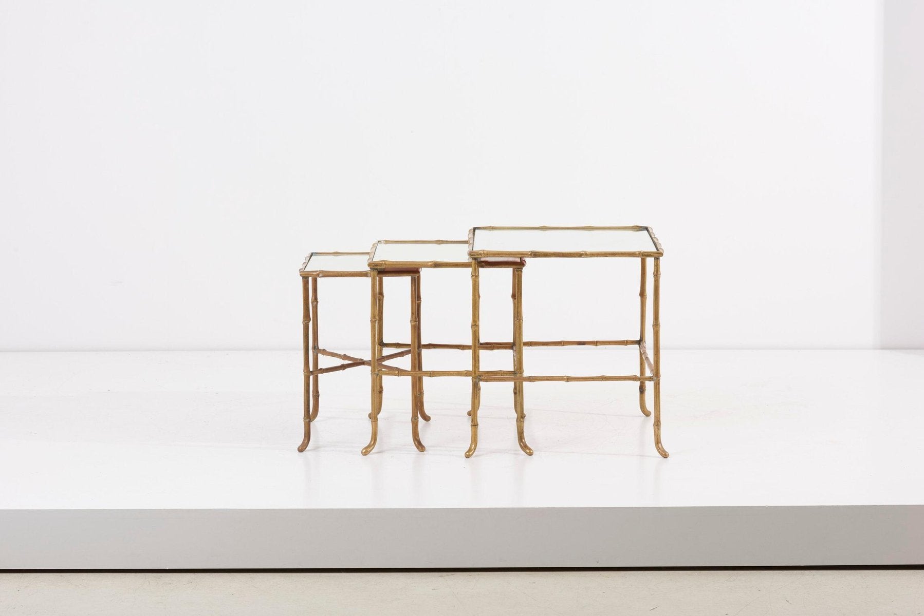 Nesting Tables with Mirrors by Maison Baguès, France, Set of 3