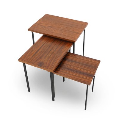 Nesting Tables with Wooden Tops, 1950s, Set of 3-EZ-1777057