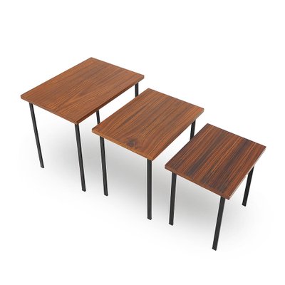 Nesting Tables with Wooden Tops, 1950s, Set of 3-EZ-1777057