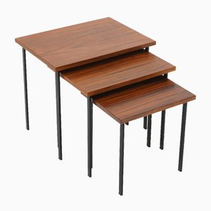 Nesting Tables with Wooden Tops, 1950s, Set of 3-EZ-1777057