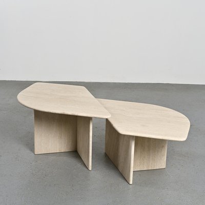 Nesting Travertine Tables, Italy, 1970, Set of 2-GJR-2023778