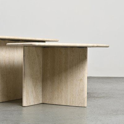 Nesting Travertine Tables, Italy, 1970, Set of 2-GJR-2023778