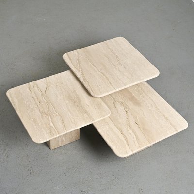 Nesting Travertine Tables, Italy, 1970, Set of 3-GJR-2023777