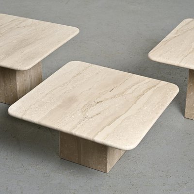 Nesting Travertine Tables, Italy, 1970, Set of 3-GJR-2023777