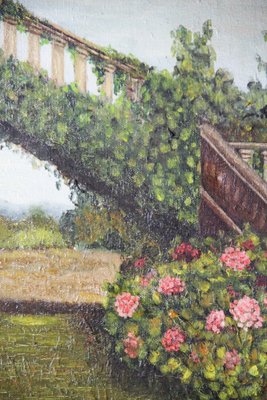 Neu San, The Flowered Bridge in the Garden, Oil on Canvas, Framed-ZYI-1338537