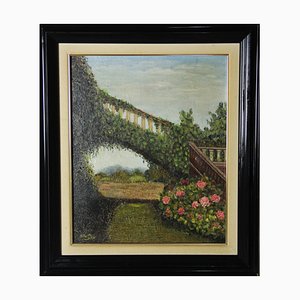 Neu San, The Flowered Bridge in the Garden, Oil on Canvas, Framed-ZYI-1338537