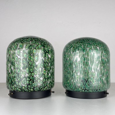 Neverrino Table Lamps in Green Murano Glass attributed to Gae Aulenti for Vistosi, Italy, 1970s, Set of 2-WQC-1796312