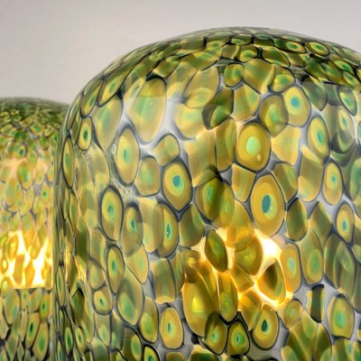 Neverrino Table Lamps in Green Murano Glass attributed to Gae Aulenti for Vistosi, Italy, 1970s, Set of 2-WQC-1796312