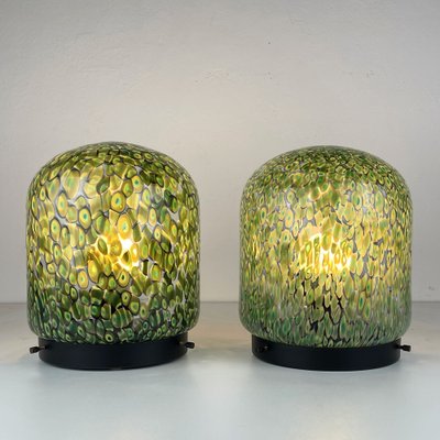 Neverrino Table Lamps in Green Murano Glass attributed to Gae Aulenti for Vistosi, Italy, 1970s, Set of 2-WQC-1796312