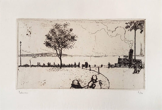 New York, Battery Park - Original Etching by J.E. Laboureur - 1907 1907