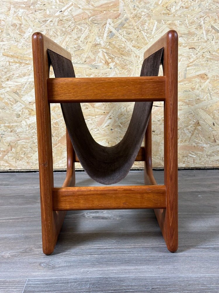 Newspaper Holder in Teak & Leather by Aksel Kjersgaard for Salin Mobler, 1970s