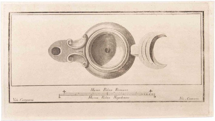 Niccolò Cesarano, Oil Lamp, Etching, 18th Century-ZCI-1760602