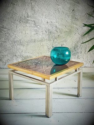 Nickel and Brass Support Table attributed to Lefevre for Maison Jansen, France, 1970s-POM-1431565