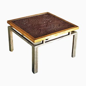 Nickel and Brass Support Table attributed to Lefevre for Maison Jansen, France, 1970s-POM-1431565