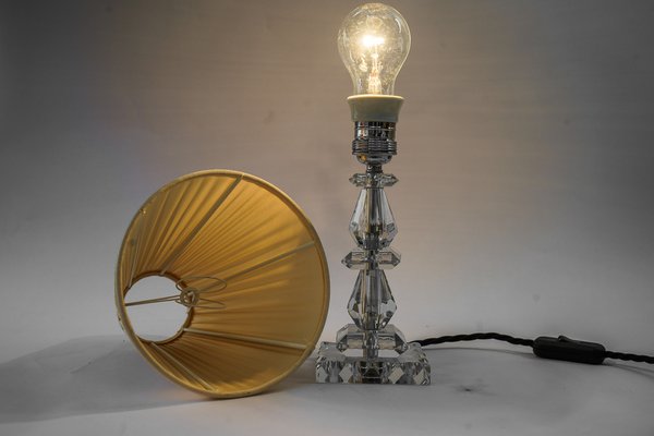 Nickel and Glass Table Lamp with Fabric Shade from Bakalowits & Söhne, Vienna, 1950s-SPD-1751790