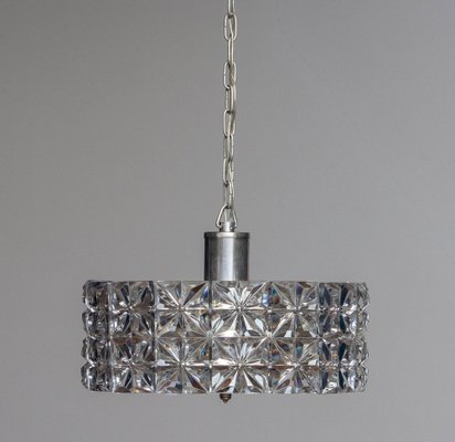 Nickel and Two Tier Faceted Crystal Chandelier by Kinkeldey, Germany, 1950s-JE-987793