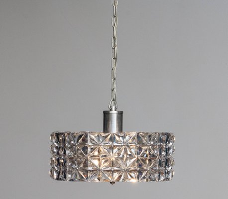 Nickel and Two Tier Faceted Crystal Chandelier by Kinkeldey, Germany, 1950s-JE-987793