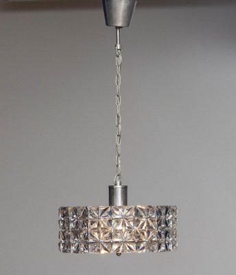 Nickel and Two Tier Faceted Crystal Chandelier by Kinkeldey, Germany, 1950s-JE-987793