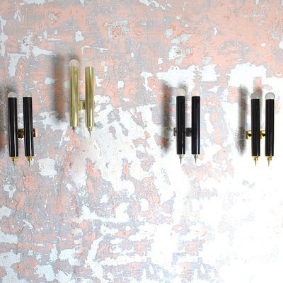 Nickel-Plated and Brass Sconces from Lumière Bologna, 1960s, Set of 4-JQO-829726