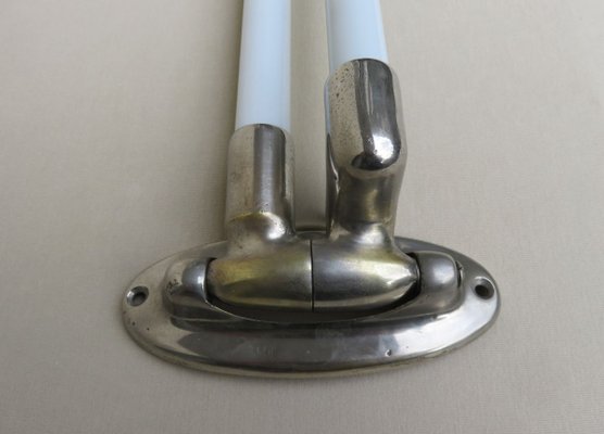 Nickel-Plated and White Glass Towel Racks, France, 1920s-EY-824513