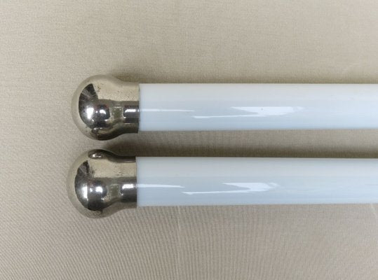 Nickel-Plated and White Glass Towel Racks, France, 1920s-EY-824513