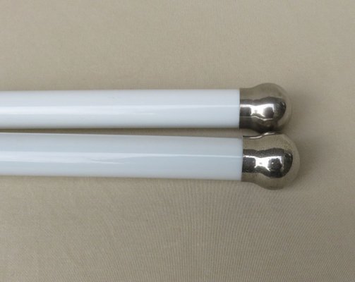 Nickel-Plated and White Glass Towel Racks, France, 1920s-EY-824513