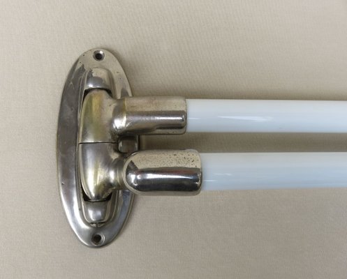 Nickel-Plated and White Glass Towel Racks, France, 1920s-EY-824513