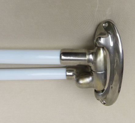 Nickel-Plated and White Glass Towel Racks, France, 1920s-EY-824513