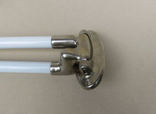 Nickel-Plated and White Glass Towel Racks, France, 1920s-EY-824513