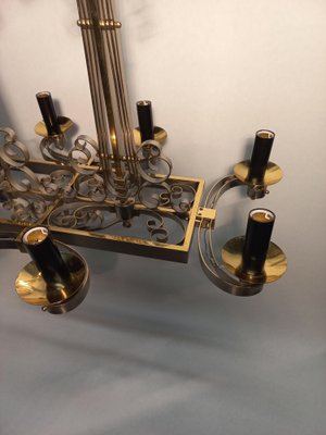 Nickel-Plated Brass Chandelier, 1940s-AWH-1356679