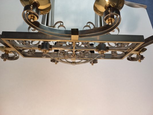 Nickel-Plated Brass Chandelier, 1940s-AWH-1356679