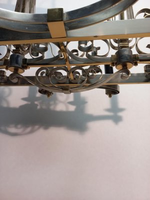 Nickel-Plated Brass Chandelier, 1940s-AWH-1356679