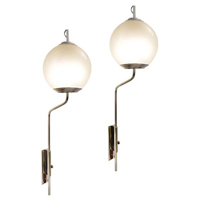 Nickel-Plated Brass Pallone Model LP 11 Sconces by Luigi Caccia Dominioni, Set of 2-FGA-923489