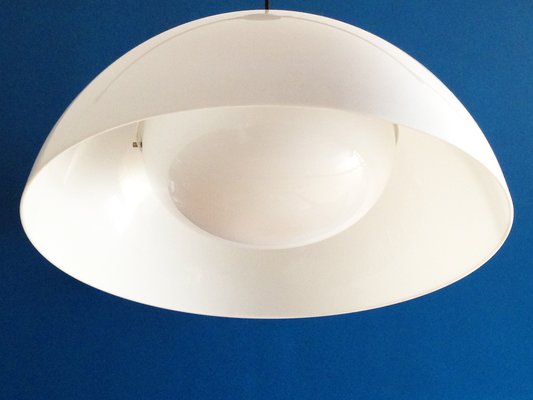 Nickel-Plated Brass & White Methacrylate 4005 Pendant Lamp by A. & P.G. Castiglioni for Kartell, 1960s-RD-1767666