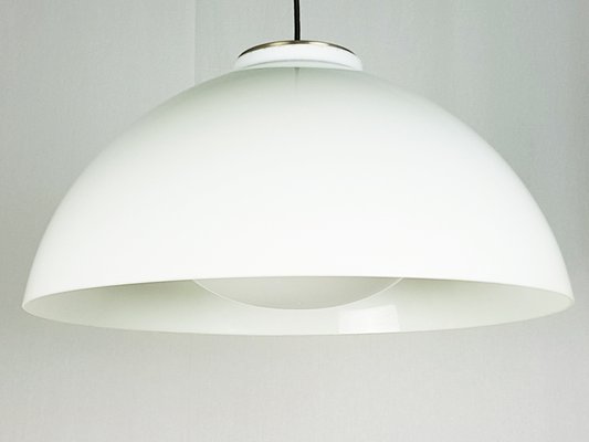 Nickel-Plated Brass & White Methacrylate 4005 Pendant Lamp by A. & P.G. Castiglioni for Kartell, 1960s-RD-1767666