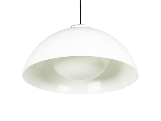 Nickel-Plated Brass & White Methacrylate 4005 Pendant Lamp by A. & P.G. Castiglioni for Kartell, 1960s-RD-1767666