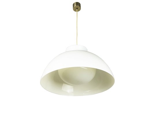 Nickel Plated Brass & White Methacrylate 4006 Pendant Lamp by A. & P.G. Castiglioni for Kartell, 1959-RD-1819967