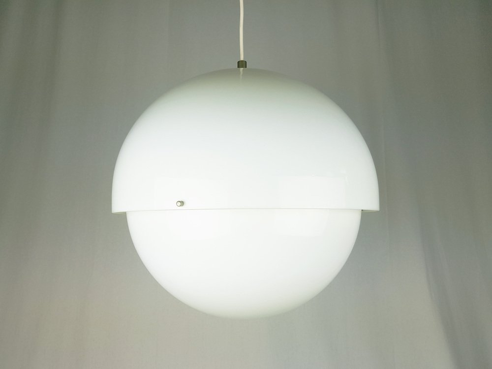 Nickel Plated Brass & White Methacrylate Pendant Lamp Mod. 21/5 by L. Bandini Buti for Kartell, 1960s