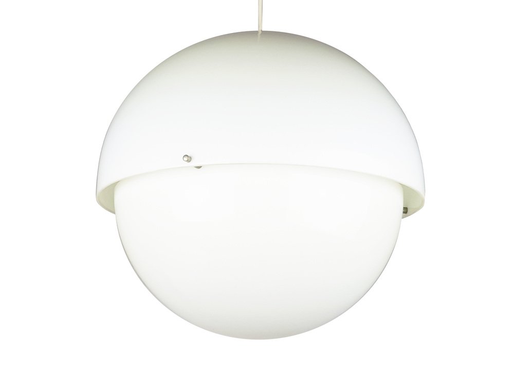 Nickel-Plated Brass & White Methacrylate Pendant Lamp Mod. 22/5 by L. Bandini Buti for Kartell, 1960s