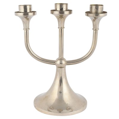 Nickel-Plated Metal Candleholder by Kallmeyer & Harjes, Gotha, Germany, 1930s-ZCI-752188