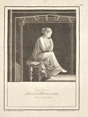 Nicola Billy, Ancient Roman Fresco Herculaneum, Etching, 18th Century-ZCI-1423500