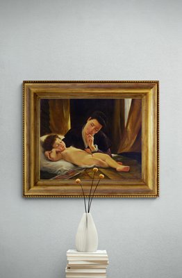 Nicola De Marco, Maternità, Oil on Canvas, Framed-VHF-1195693