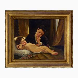 Nicola De Marco, Maternità, Oil on Canvas, Framed-VHF-1195693