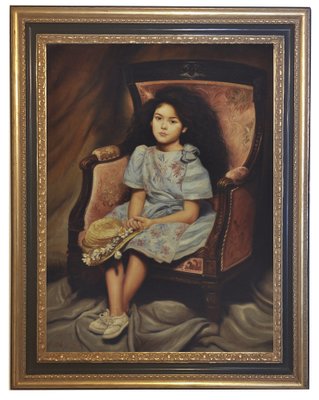 Nicola del Basso, Child on Armchair, 21st Century, Oil on Canvas-YUW-1317610