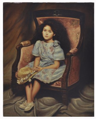 Nicola del Basso, Child on Armchair, 21st Century, Oil on Canvas-YUW-1317610